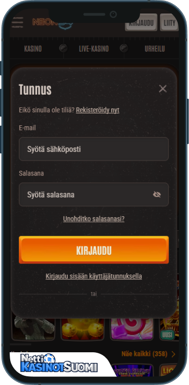 Neon54 Kasino Kirjaudu sisään