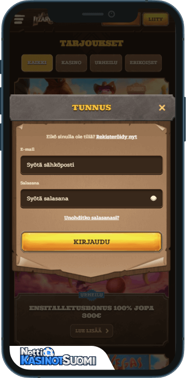 Lizaro Kasino Kirjaudu sisään