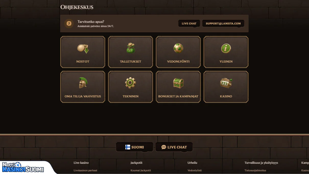 Lanista Kasino asiakastuki
