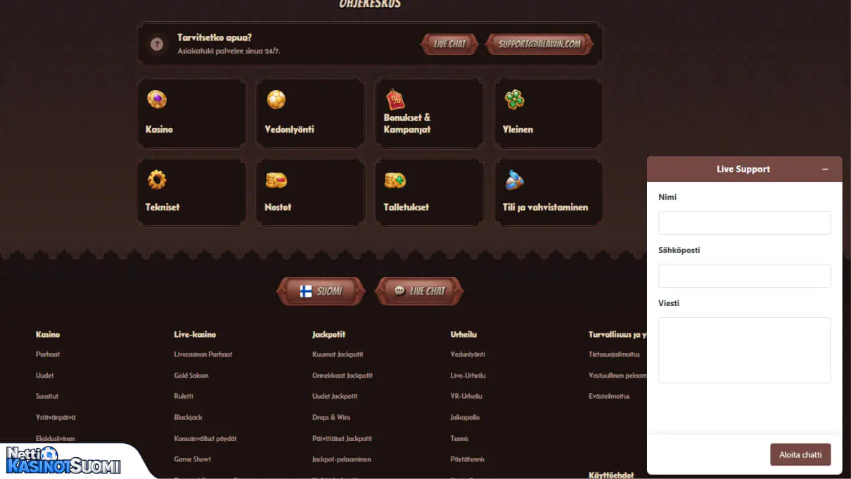 Alawin Kasino asiakastuki