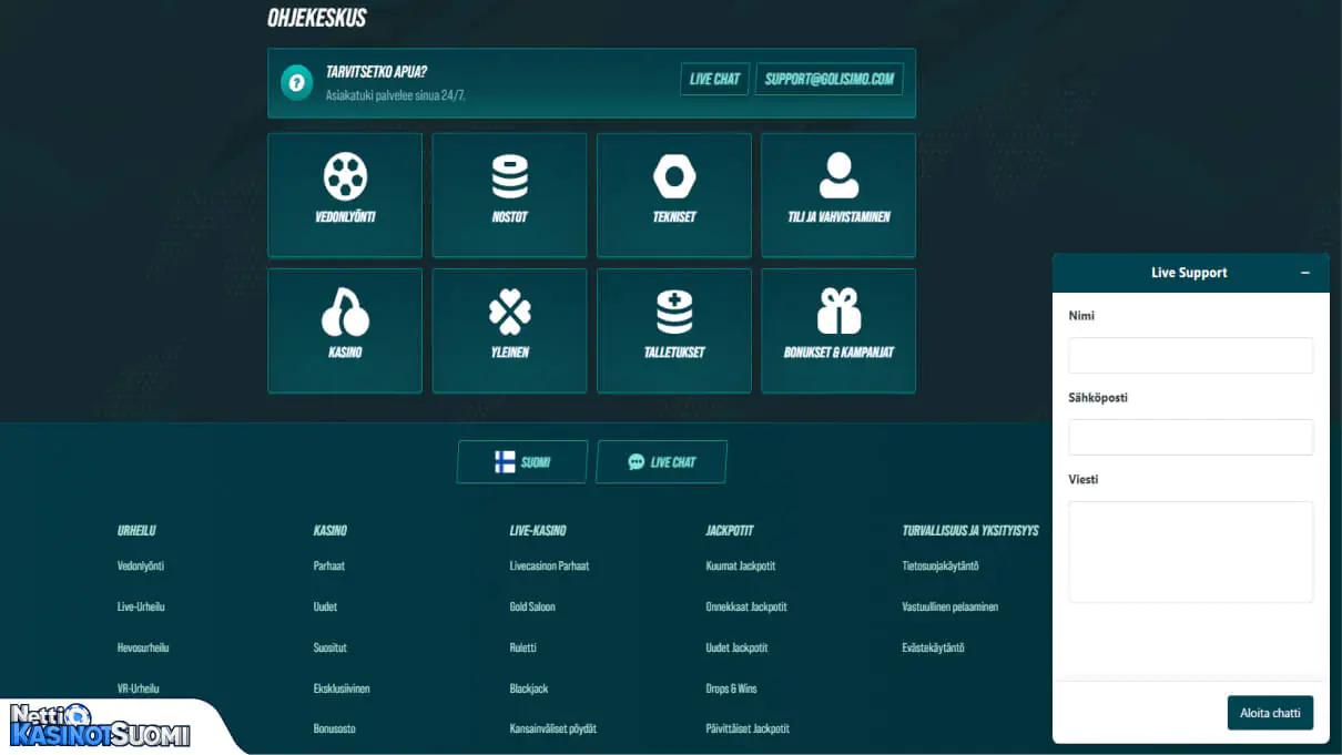 Golisimo Kasino asiakastuki