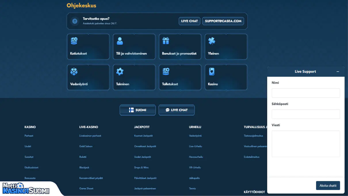 casea kasino asiakastuki