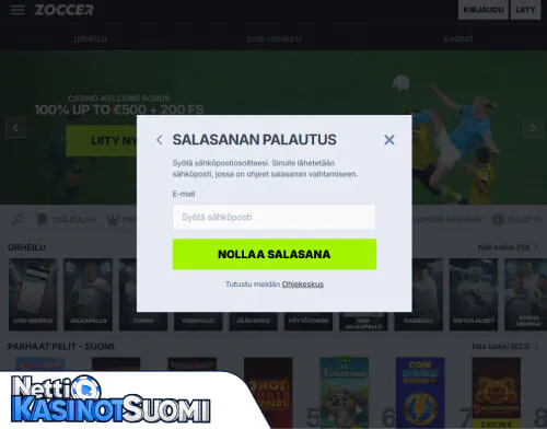 zoccer kasino kirjautumisongelma